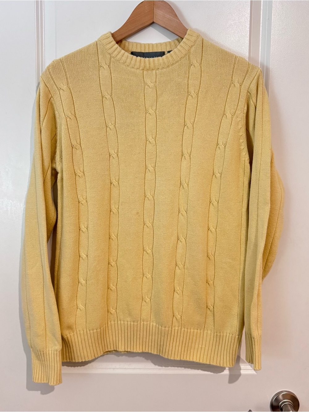 Oscar de la Renta Cable-Knit Cotton Pullover Sweater Butter Yellow Women Med
